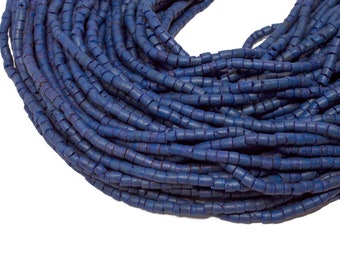 3-4mm Blue Coconut Shell Heishi Beads - Dyed and Waxed - 23 inch strand