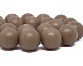 20mm Marron clair Kaki Moka Perles rondes de bois - teint et ciré - 10 pcs.