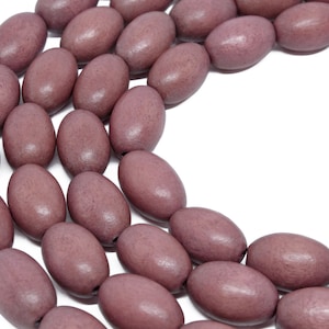 15X10mm Oval Caramel Brown Wood Beads - Dyed and Waxed - 15 inch strand
