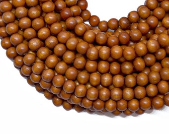 6mm Sibucao Redwood Round Premium Wood Beads - Waxed - 15 inch strand