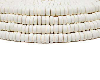 Cuentas de madera en forma de disco espaciador de Pucalet Rondelle de 8 mm en color blanco marfil - Suministro artesanal ligero de madera de queso - Blanqueado - Tira de 15 pulgadas
