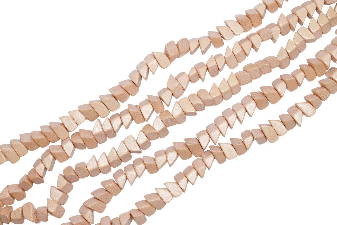 Sand Beige Chip Nuggets Irregular Polygon Wood Beads 6mm 8mm 10mm ...
