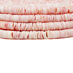8mm Pink Luhuanus Shell Heishi Beads - Natural Color Seashell - 23 inch strand