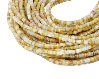 2-3mm Gold Lip Shell Heishi Beads - Natural Color Seashell - 23 inch strand