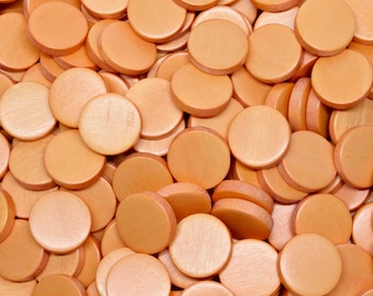 20mm Bright Orange Flat Round Coin Wooden Discs - No Hole- Dyed and Waxed - 20 pieces