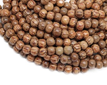 6mm Palmwood Round Premium Wood Beads - Waxed - 15 inch strand