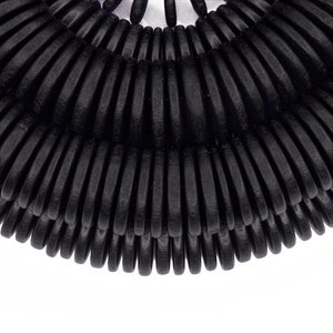 20mm Black Wood Pucalet Rondelle Beads - Dyed and Waxed - 8 inch strand