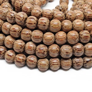 BULK Wholesale 8mm Premium Natural Round Wood Beads 5 strands Choose Color and Finish Ebony Rosewood Bayong Graywood Robles Palmwood Palmwood