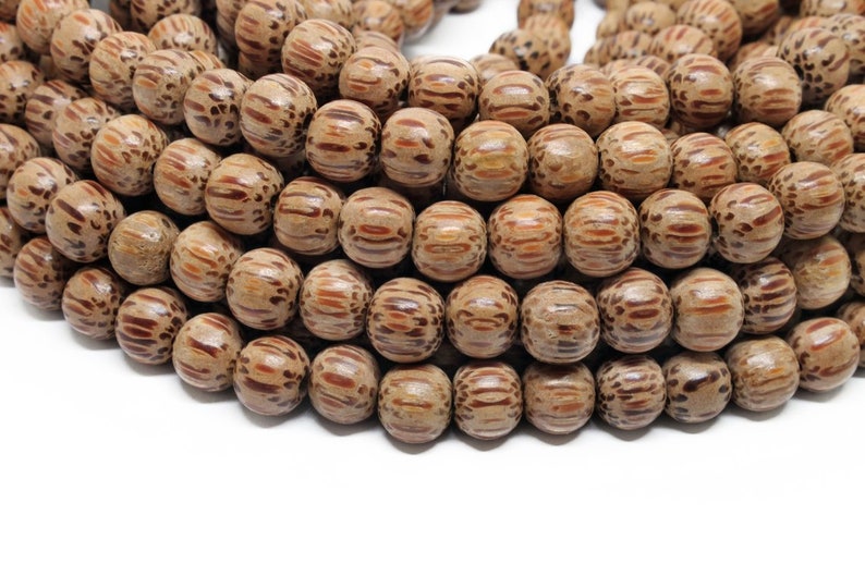 BULK Wholesale 8mm Premium Natural Round Wood Beads 5 strands Choose Color and Finish Ebony Rosewood Bayong Graywood Robles Palmwood Palmwood