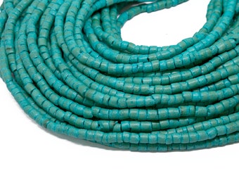 3-4mm Turquoise Coconut Shell Heishi Beads - Dyed and Waxed - 23 inch strand