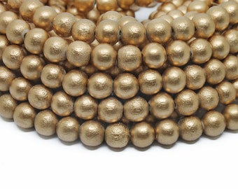 8 mm Metallic Gold Natürliche Runde Holzperlen - Lackiertes beschichtetes Holz - 15-Zoll-Strang - Nontarnish Top Qualität Leicht Schmuck Zubehör