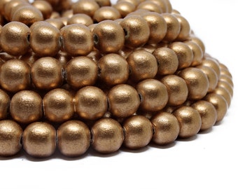 MARKDOWN 70% - 10mm Metallic Copper Painted Round Wood Beads - 15 inch strand