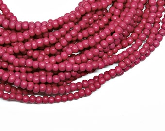 4-5mm Cayenne Red Bright Red Round Wood Beads - Dyed and Waxed - 15 inch strand