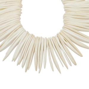 40mm White Coconut Shell Sticks - Bleached - 15 inch strand