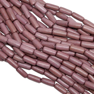 12X5mm Tube Caramel Brown Wood Beads - Dyed and Waxed - 15 inch strand