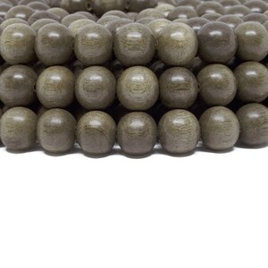 12 mm grijze houten ronde premium houten kralen - gewaxt - streng 15 inch