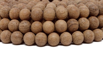 12mm Unfinished Bayong Natural Round Premium Wood Beads - Raw Unwaxed - 15 inch strand - For DIY Jewelry Aromatherapy Essential Oil