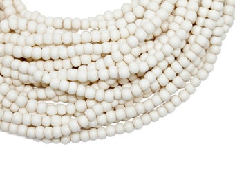 4-5mm White Cream Ivory Colored Natural Round Wooden Beads - Bleached - 15 inch strand - High Quality Wood Jewelry Craft Supply