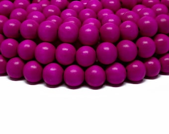 12mm Fuchsia Pink Hot Pink Round Wood Beads - Dyed and Waxed - 15 inch strand