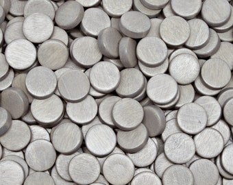 15mm Light Gray Flat Round Coin Wooden Discs - No Hole- Dyed and Waxed - 25 pieces