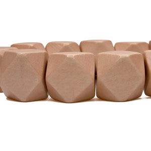 20mm Sand Beige Geometric Polygon Wood Beads - Dyed and Waxed - 10 pcs.