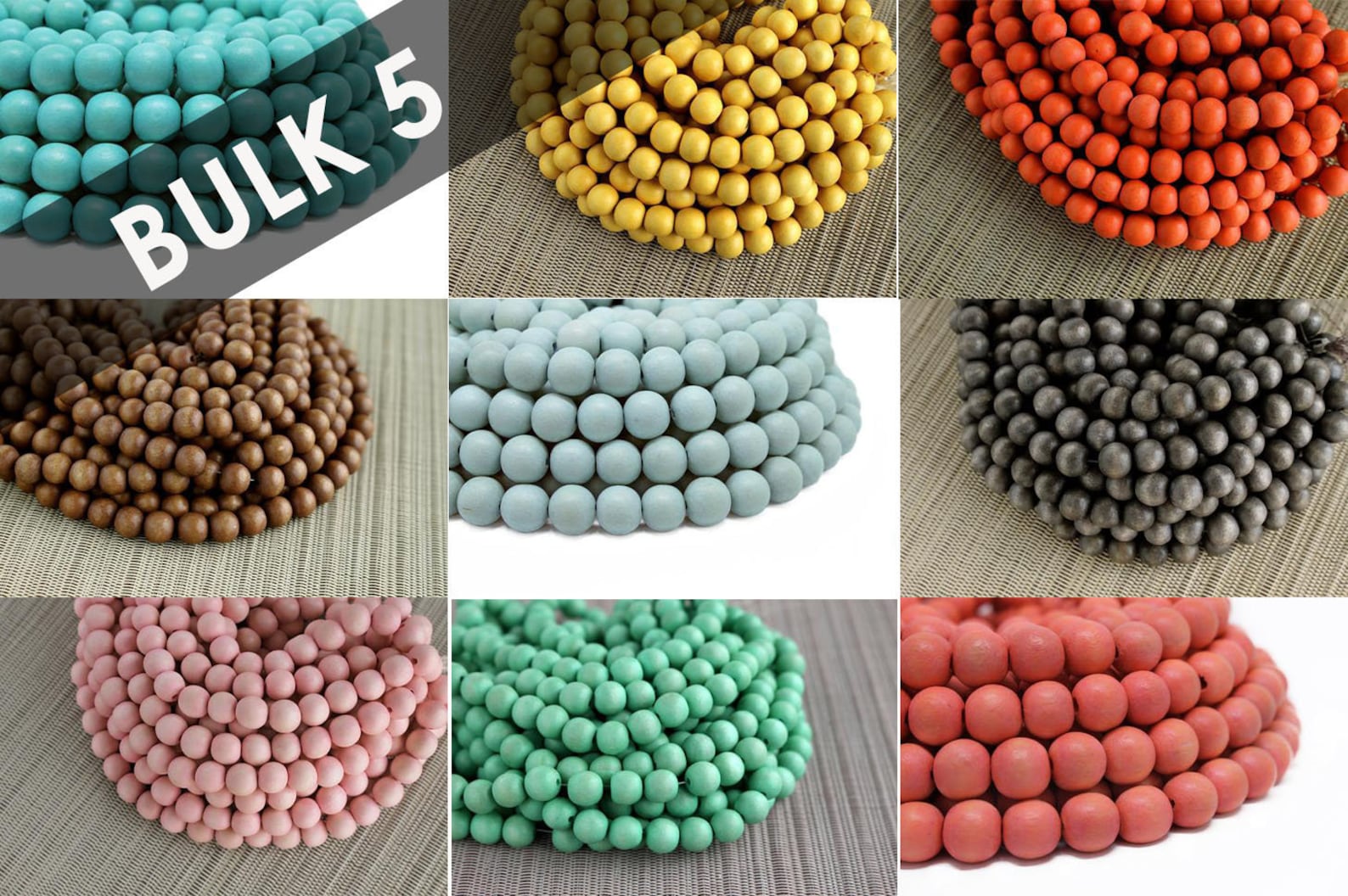 BULK 10mm Colored Round Wood Beads 5 strands Choose your Etsy