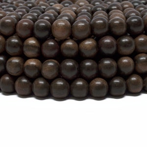 BULK Wholesale 8mm Premium Natural Round Wood Beads 5 strands Choose Color and Finish Ebony Rosewood Bayong Graywood Robles Palmwood Tiger Kamagong Ebony