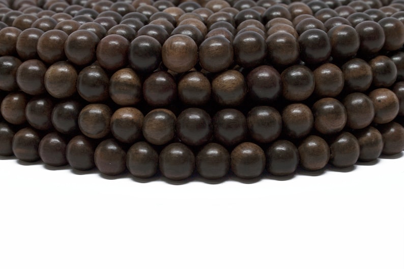 BULK Wholesale 8mm Premium Natural Round Wood Beads 5 strands Choose Color and Finish Ebony Rosewood Bayong Graywood Robles Palmwood Tiger Kamagong Ebony