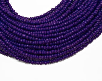 2-3mm Royal Purple Coconut Shell Pucalet Rondelle Beads - Dyed and Waxed - 15 inch strand