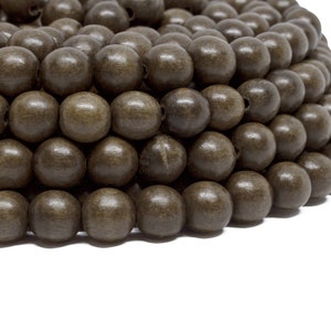 10 mm grijze houten ronde premium houten kralen - gewaxt - streng 15 inch