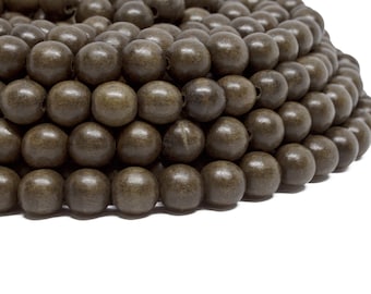 10mm Graywood Round Premium Wood Beads - Waxed - 15 inch strand
