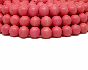 12mm Salmon Round Wood Beads Dyed and Waxed 15 inch strand