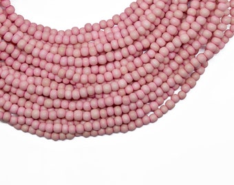 4-5mm Blush Pink Baby Pink Round Wood Beads - Dyed and Waxed - 15 inch strand