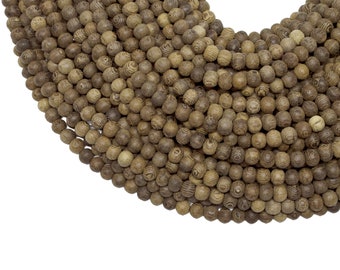6mm Unfinished Robles Round Premium Wood Beads - Unwaxed - 15 inch strand