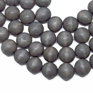 15mm donker grijs Grey ronde houten kralen - geverfd en was gezet - 15 inch-strand