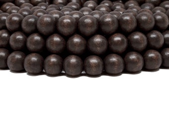 12mm Dark Brown Round Wood Beads - Dyed and Waxed - 15 inch strand