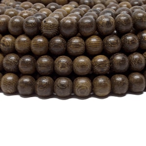 8mm Robles Round Premium Wood Beads - Waxed - 15 inch strand