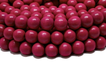 12mm Cayenne Red Round Wood Beads - Dyed and Waxed - 15 inch strand