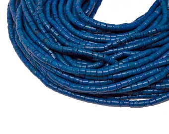 3-4mm Cobalt Blue Coconut Shell Heishi Beads - Dyed and Waxed - 23 inch strand