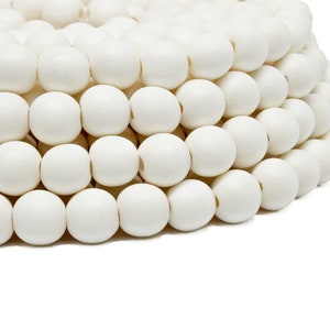 10mm White Cream Ivory Colored Natural Round Wooden Beads Bleached 15 inch strand High Quality Wood Jewelry Craft Supply image 1