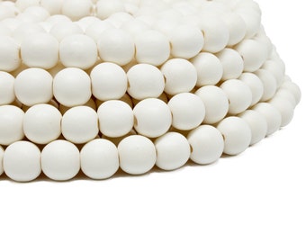 10mm White Cream Ivory Colored Natural Round Wooden Beads - Bleached - 15 inch strand - High Quality Wood Jewelry Craft Supply