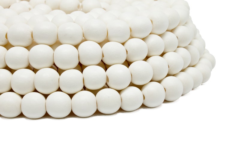 10mm White Cream Ivory Colored Natural Round Wooden Beads Bleached 15 inch strand High Quality Wood Jewelry Craft Supply image 1