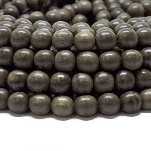 BULK Wholesale 8mm Premium Natural Round Wood Beads 5 strands Choose Color and Finish Ebony Rosewood Bayong Graywood Robles Palmwood Graywood