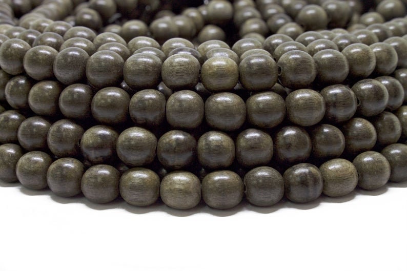 BULK Wholesale 8mm Premium Natural Round Wood Beads 5 strands Choose Color and Finish Ebony Rosewood Bayong Graywood Robles Palmwood Graywood