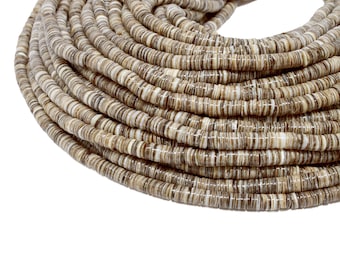 4-5mm Voluta Shell Heishi Beads - Natural Color Seashell - 23 inch strand