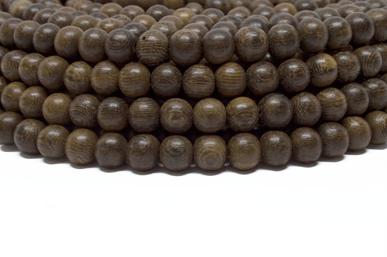 BULK Wholesale 8mm Premium Natural Round Wood Beads 5 strands Choose Color and Finish Ebony Rosewood Bayong Graywood Robles Palmwood Robles