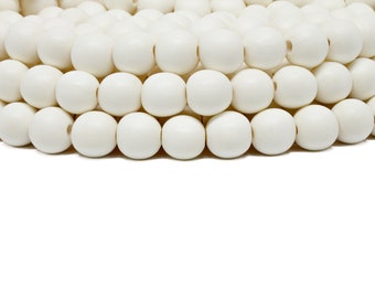 12mm White Cream Ivory Colored Natural Round Wooden Beads - Bleached - 15 inch strand - High Quality Wood Jewelry Craft Supply