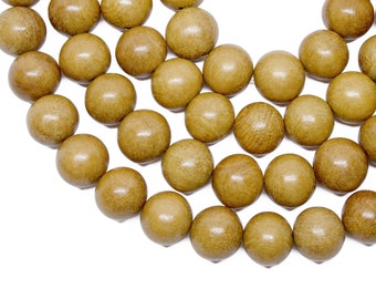 15mm Nangka Jackfruit Round Premium Wood Beads - Waxed - 15 inch strand