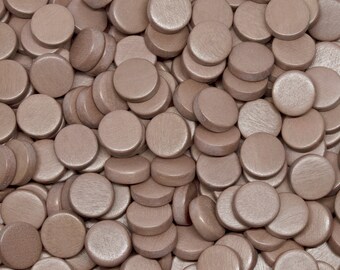 15mm Light Brown Flat Round Coin Wooden Discs - No Hole- Dyed and Waxed - 25 pieces