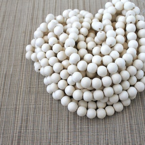 10mm White Cream Ivory Colored Natural Round Wooden Beads Bleached 15 inch strand High Quality Wood Jewelry Craft Supply image 6